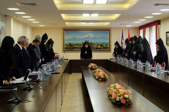 The Supreme Spiritual Council, led by Karekin II, meets in Moscow, Russia (Source: Public Radio of Armenia)