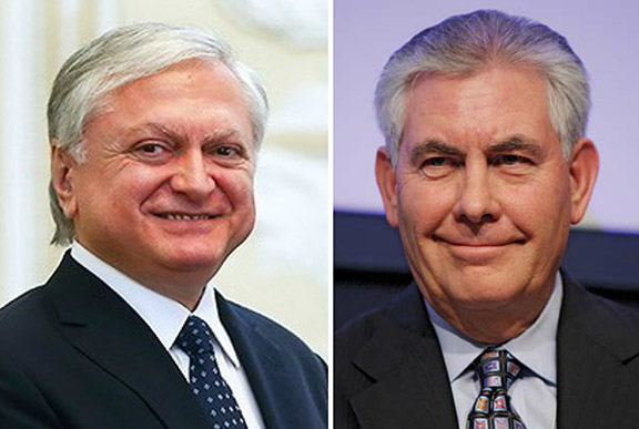 Foreign Minister of Armenia Edward Nalbandian (left) and U.S. counterpart Rex Tillerson