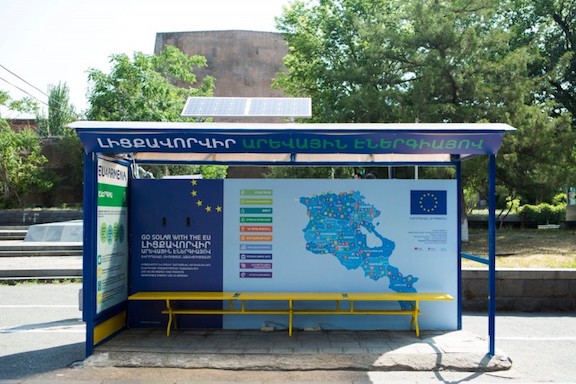 The first solar-powered bus stop unveiled in Yerevan