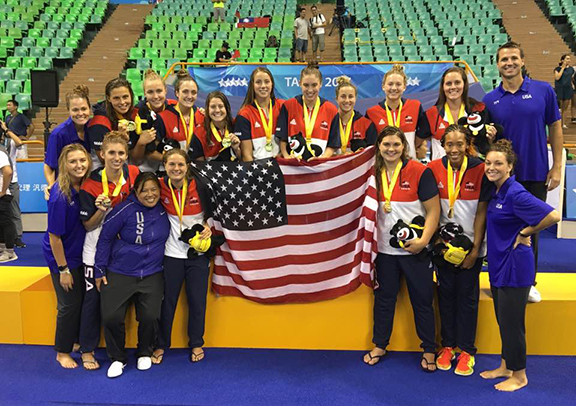 The US Women's Water Polo team after its victory in Taipei