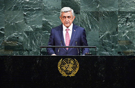 President Serzh Sarkisian addresses the 72nd UN General Assembly on Tuesday