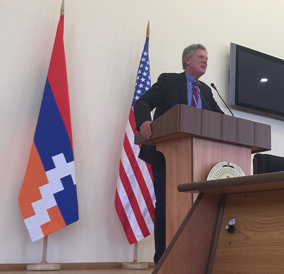 Congressional Armenian Caucus Co-chair and longtime friend of the ANC of New Jersey Rep. Frank Pallone (D-NJ) addressing members of the Republic of Artsakh National Assembly.