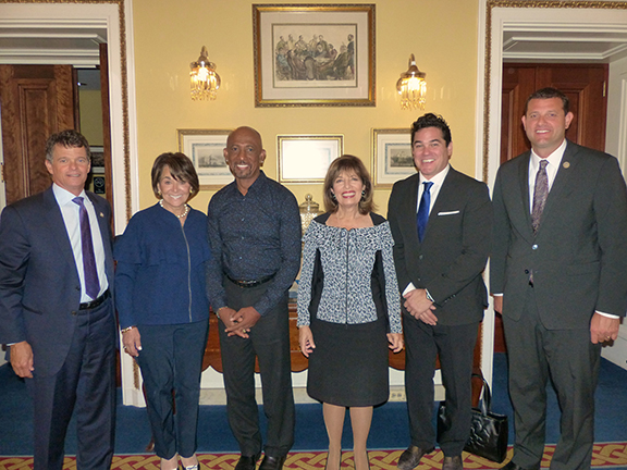 Dean Cain and Montel Williams with Congressional Armenian Caucus Co-Chairs (left to right) Dave Trott (D-CA), Rep. Anna Eshoo (D-CA), Jackie Speier (D-CA), and David Valadao (R-CA).