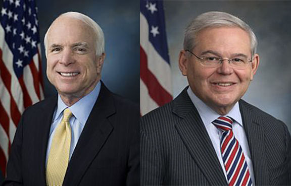From left to right: Senator John McCain and Bob Menendez