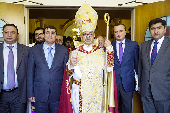 The Prelate with Artsakh officials in Fresno