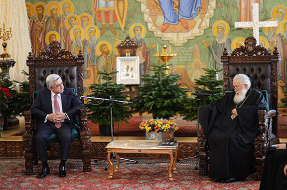 President Sarkisian meets with Ilia II, the leader of the Georgian Church