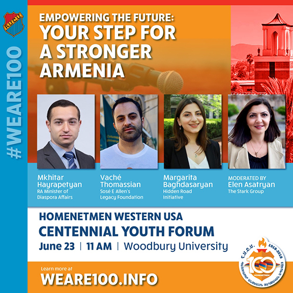 Armenia's Diaspora Minister Mkhitar Hayrapetyan will join the Homenetmen Centennial Youth Forum on Saturday