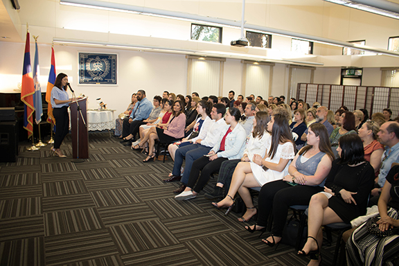 Dr. Talar Chanian with students and guests of the Outstanding High School Graduates' Awards Ceremony