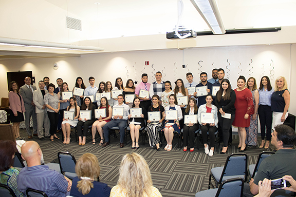 Scholarship recipients with ARS Regional Executive Board members, high school principals, counselors, and Keynote Speaker Dr. Talar Chahinian