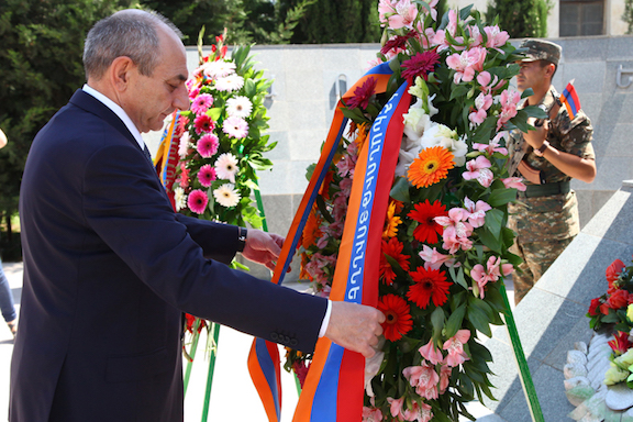 President of the Republic of Artsakh Bako Sahakyan in Martakert.