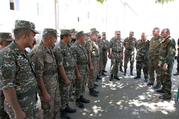 Artsakh President Bako Sahakian meets with border troops