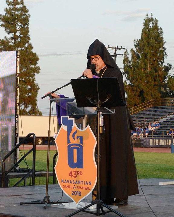 Western Prelate Archbishop Moushegh Mardirossian during his blessing and remarks