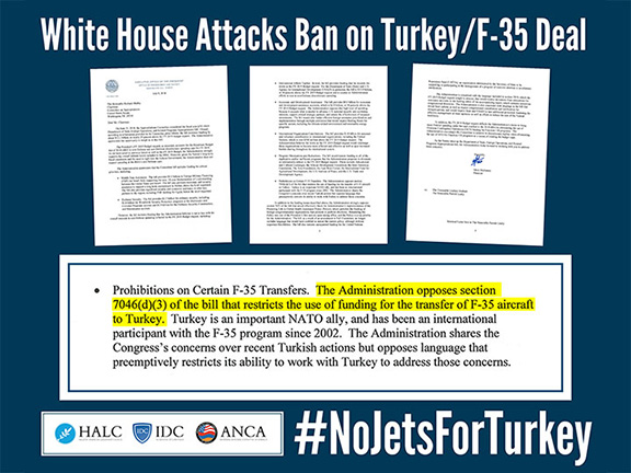 IDC, HALC, ANCA: Trump opposition to Congressional restrictions on F-35 sale undermines U.S. negotiation position with Erdogan