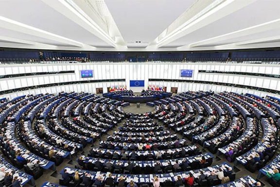 The European Parliament chambers in Brussels, Belgium.