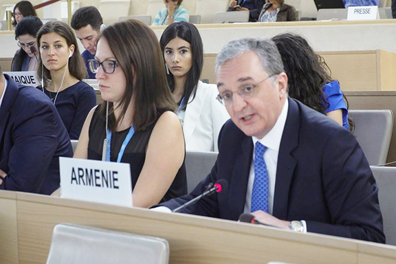 Armenia's Foreign Minister Zohrab Mnatsakanyan at the UNDP conference in Geneva on Sept. 13