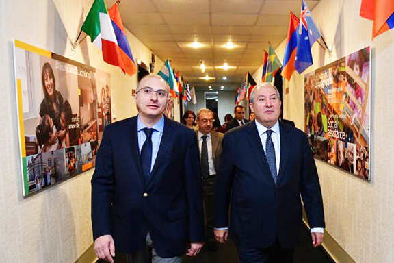 President Armen Sarkissian (right) with Hayastan All-Armenian Fund Executive Director Haykak Arshamyan