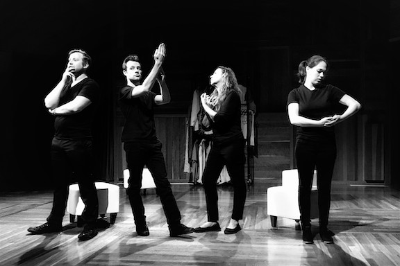 Robert Walters, Will Maizel, Jade Hykush, and Bailey Sorrel in the world premiere production of "William Saroyan: The Unpublished Plays in Performance." (Photo by Armineh Hovanesian)