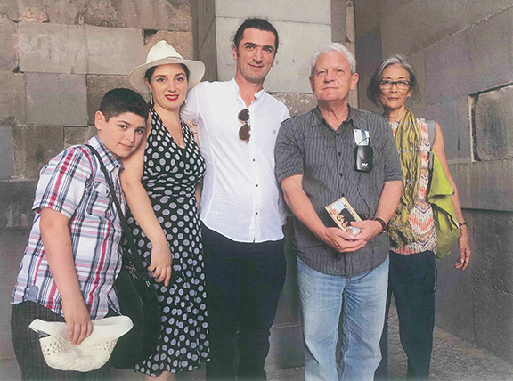 The author with Armen Badalayan and Suzanna Melqonyan in Garni temple