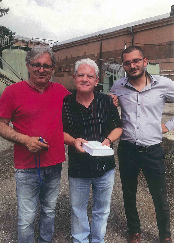 The author with wine expert Avag Haruturian and son Franzig July 2018 Armenia