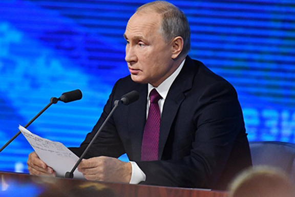 President Vladimir Putin of Russia during his year-end briefing