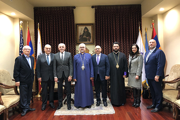 ARF Central Committee delegation with Western Prelate Archbishop Moushegh Mardirossian and Prelacy Executive Council leaders