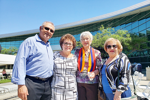 Alice Petrossian flanked with Dr. Vahak Aslanian, Nazik Messerlian and Alice Gureghian in front of Fresno City Hall
