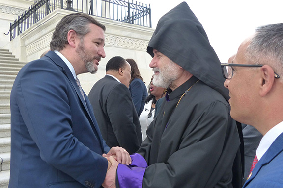 His Eminence Anoushavan Tanielian, Prelate of the Armenian Apostolic Church of Eastern U.S. and ANCA leaders thank Senator Ted Cruz for his leadership on securing a principled U.S. policy regarding the Armenian Genocide.