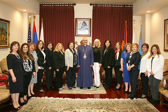 Western Prelate Archbishop Moushegh Mardirossian with members of the ARS Central and Regional executives 