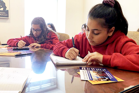 Hundreds of students, parents, and teachers from Armenian schools across the U.S. have visited the ANCA over the past month for an interactive presentation on Armenian American advocacy, and signed up as ANCA Rapid Responders. Seen here are students from the St. Gregory A & M Hovsepian School