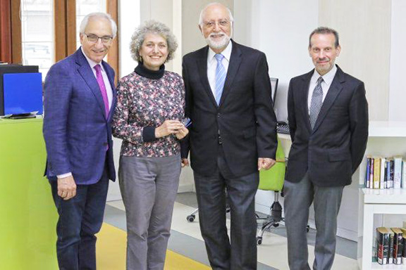 Left to right: President of the Zoryan Institute Greg Sarkissian, AGBU Papazian Library Director Satenik Avakian, AUA President Dr. Armen Der Kiureghian, Provost Dr. Randall Rhodes