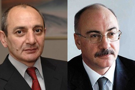 Current and former Artsakh presidents from left Bako Sahakian and Arkady Ghoukassian