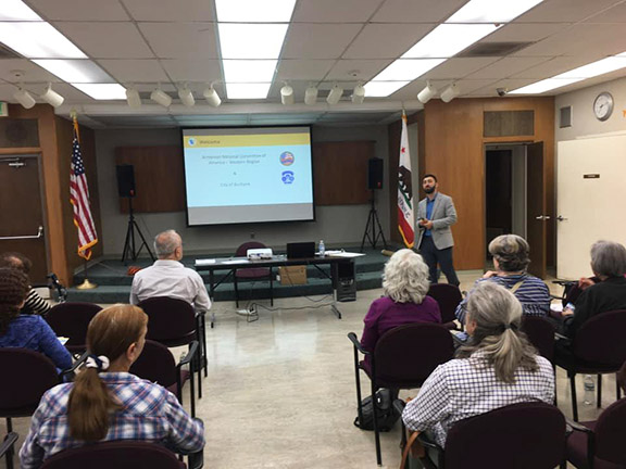 ANCA-WR Government Relations Coordinator Serob Abrahamian facilitating the Community Meeting at the Burbank Public Library