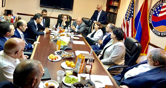 The ombudsmen of Artsakh and Armenia during an introductary meeting with the ANCA-WR on Monday, July 1