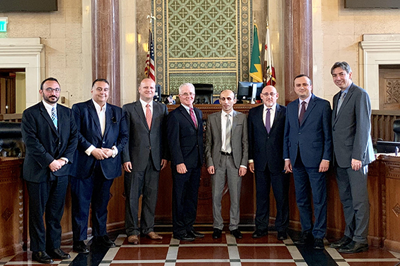 The ombudsmen at Los Angeles City Hall during a discussion with Council-member Paul Kerkorian on Tuesday, July 2