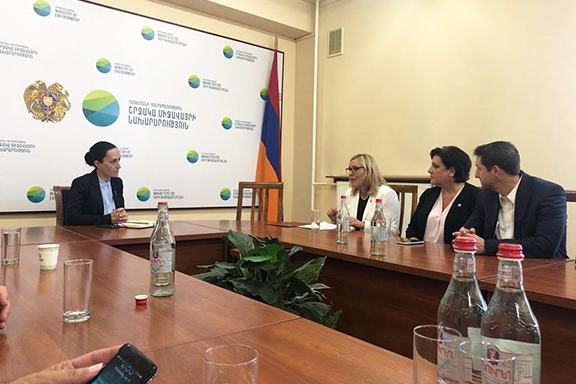 Members of the delegation with First Deputy Minister of Environment Irina Ghaplanyan