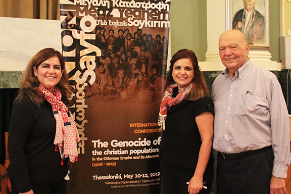 From l to r: Arda Melkonian, Doris Melkonian, Professor Richard Hovannisian in Thessaloniki, Greece