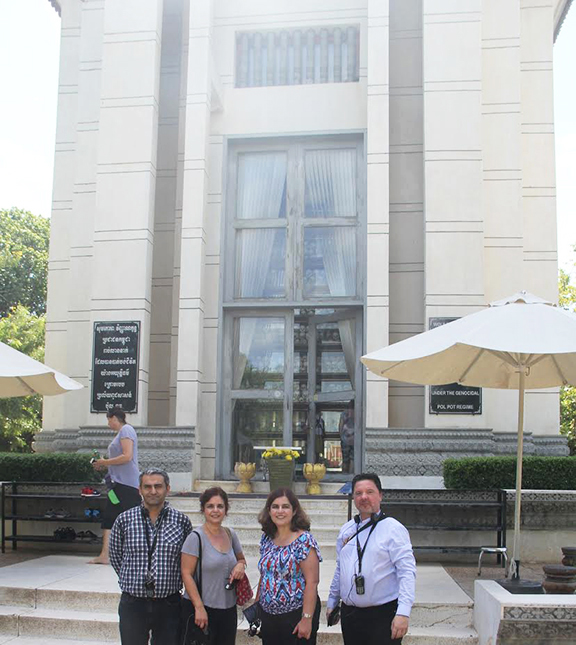 From l to r: Dr. Suren Manukyan, Doris Melkonyan, Arda Melkonyan, Dr. Panos Stavrianidis at the Cambodian Genocide Memorial