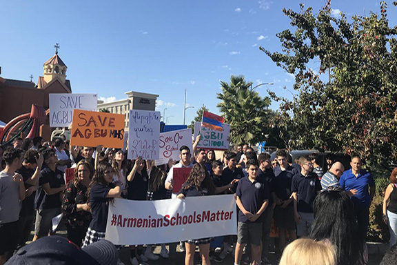 AGBU MHS students, parents, alumni, and supporters have been organizing rallies in protest of the school closing