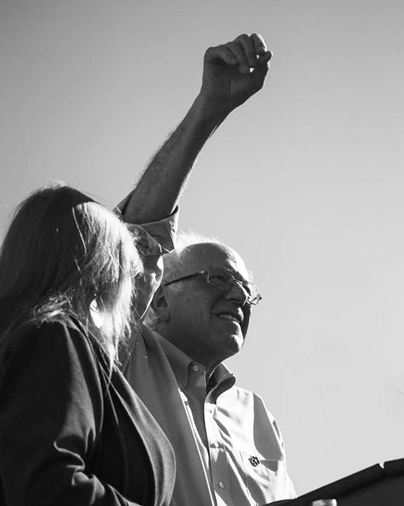 Senator Sanders wore a commemorative Forget-Me-Not pin during his rally in East Los Angeles