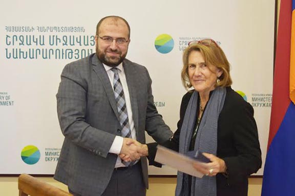 Armenia's Minister of Environment, Erik Grigoryan (left) with ATP Founder, Carolyn Mugar