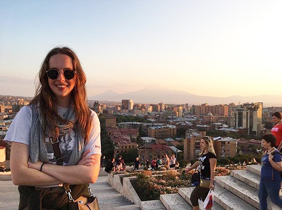 COAF's Eleonor Robb at Yerevan's famed Cascade