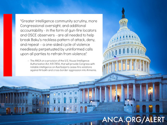 House Select Committee on Intelligence Chair Adam Schiff (D-CA) includes a measure in the FY2021 Intelligence Authorization Act (H.R.7856) which calls for greater accountability on the use of force on the Azerbaijan-Artsakh-Armenia border.
