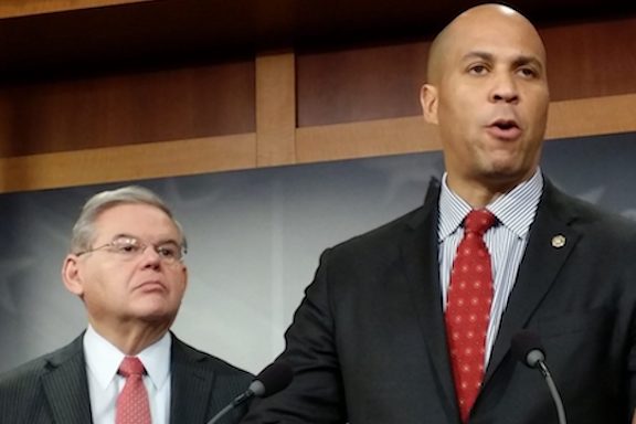 Senators Robert Menendez (left) and Cory Booker of New Jersey