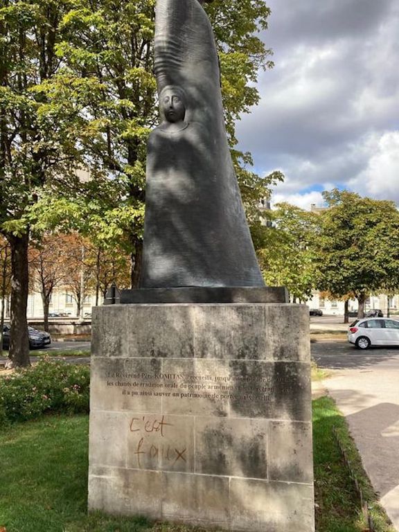 In late August, the Komitas statue in Paris, which serves as a memorial to the Armenian Genocide victims, was vandalized