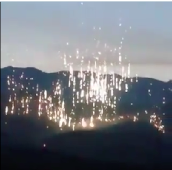 White phosphorous illuminates once fired