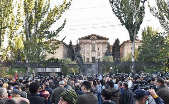 Protesters in front of Parliament on Dec. 28